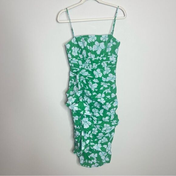 $448 Olly Ruched Midi Dress in Frog Flower NWT - Picture 8 of 13